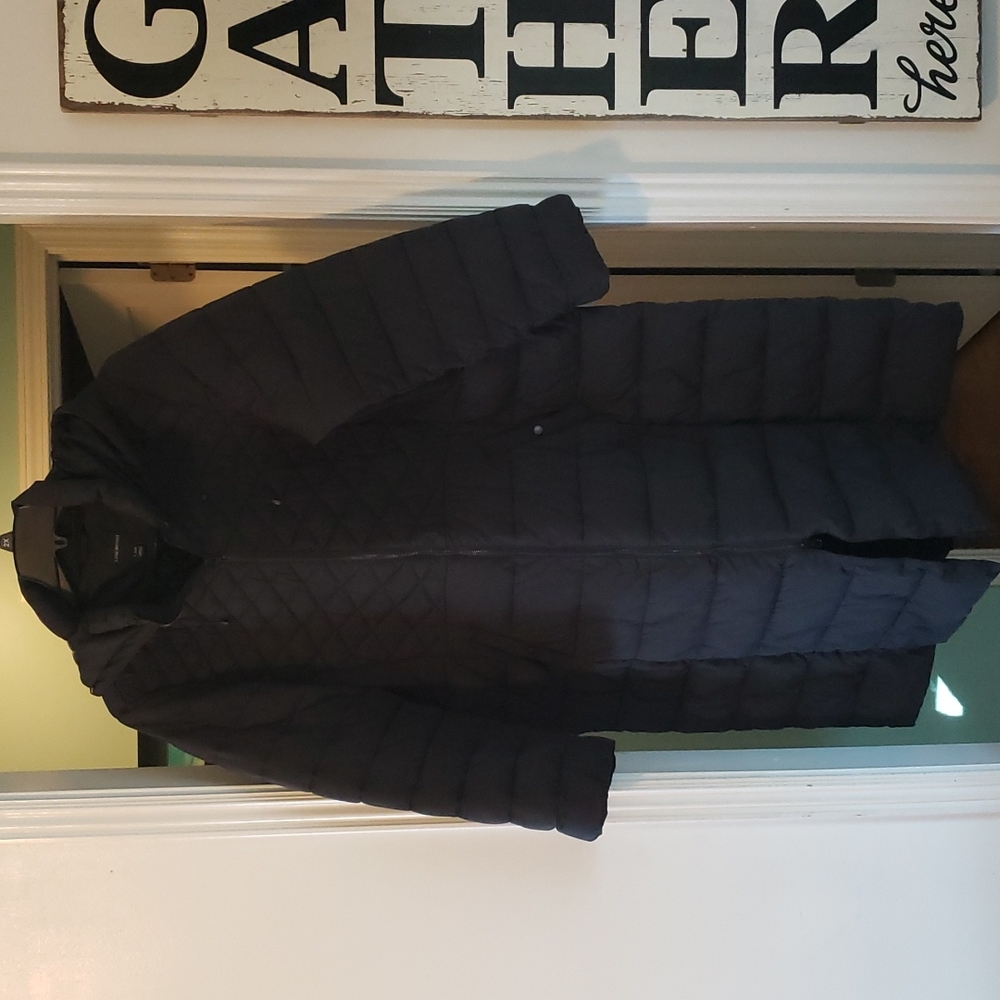 Long black puffer coat